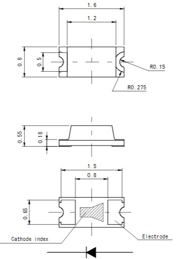 Mechanical Drawing - ROHM Semiconductor SML-D13x Mini-Mold Chip LEDs